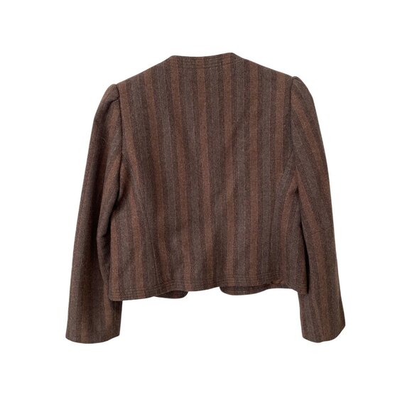 Vintage European Connection Blazer Jacket Size 11/12 Striped Open Front Career - Picture 2 of 6